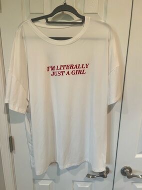 White Graphic Short Sleeve Tee - "I'm Literally Just A Girl"
